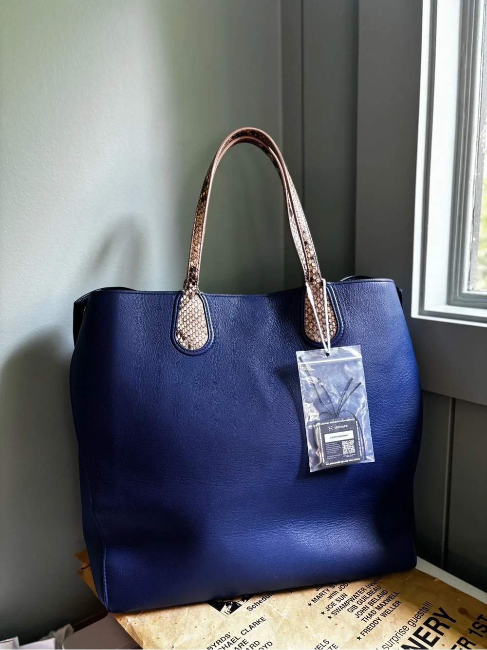 Christian Dior Large DiorAddict Exotic Python Leather Blue Shopping Tote EUC